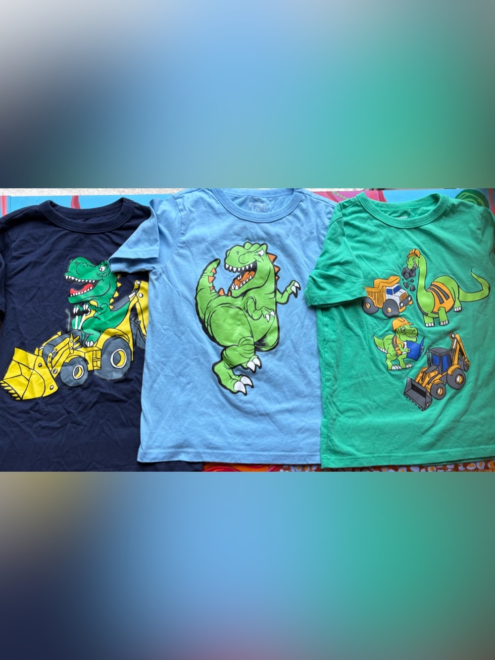 TCP The Children's Place Tee Set of 3 with Green Dino Graphic Size 5T